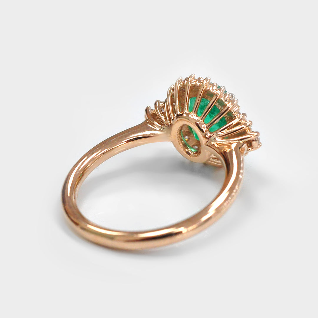 2.0 ct Oval Green Emerald And Diamonds Halo Ring