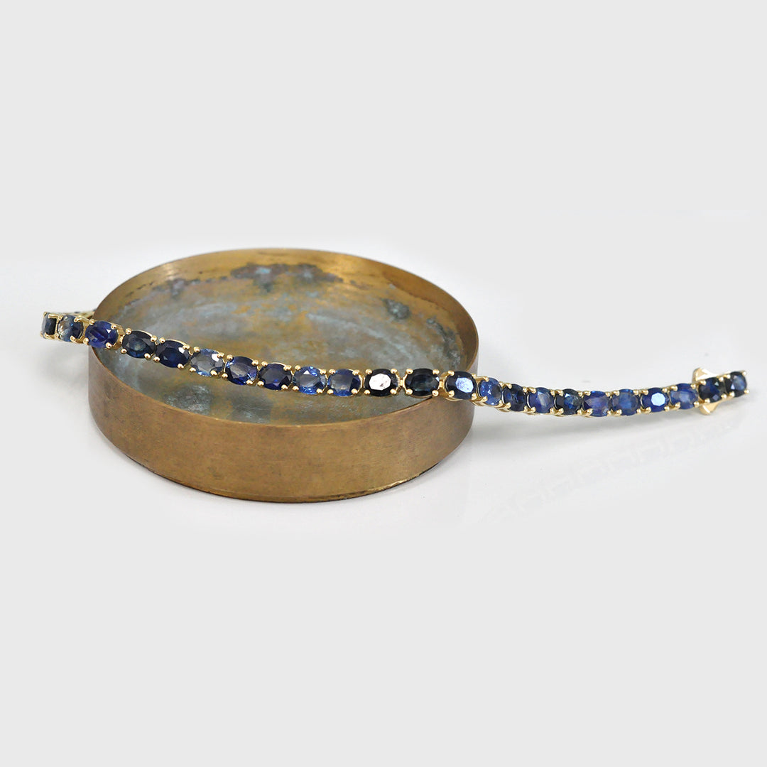 Oval Cut mix tone Blue Sapphire Bracelet