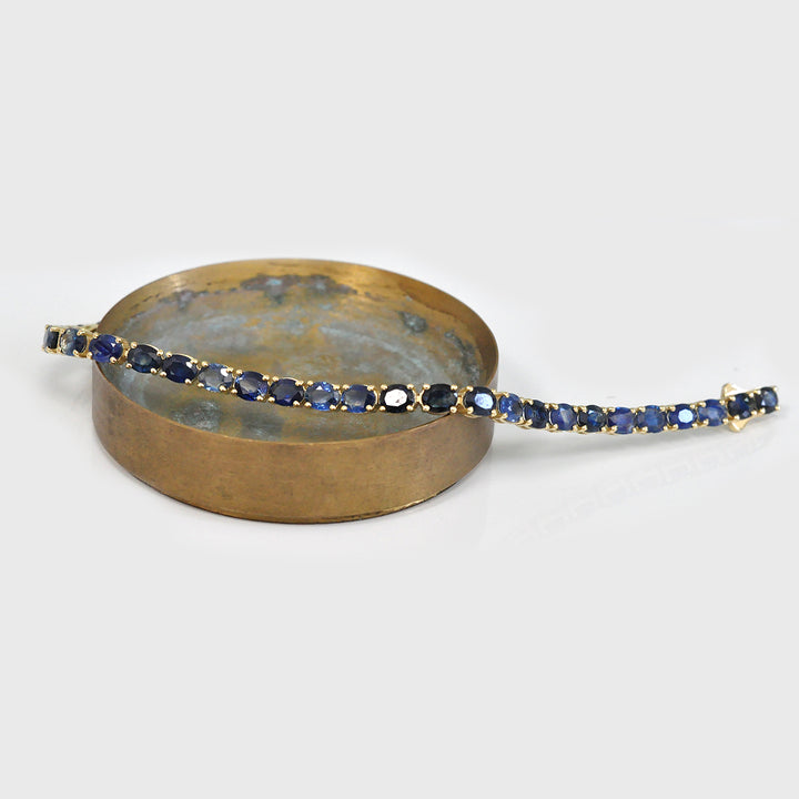 Oval Cut mix tone Blue Sapphire Bracelet