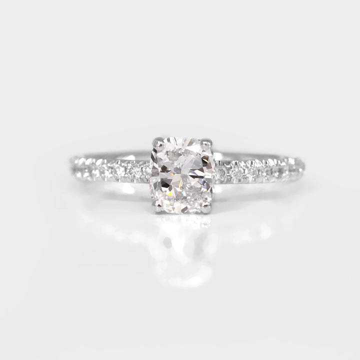 Cushion Engagement Ring and Side Diamonds