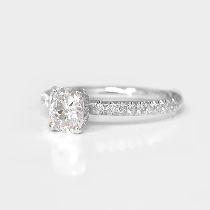 Cushion Engagement Ring and Side Diamonds