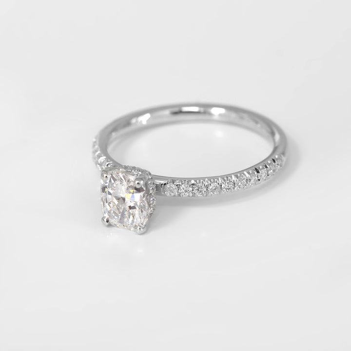 Cushion Engagement Ring and Side Diamonds