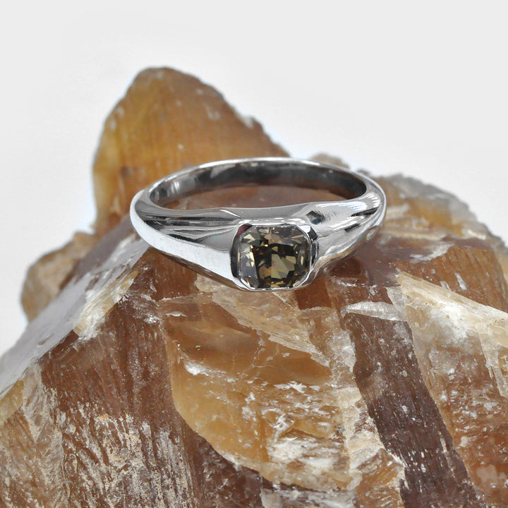 Solitaire White Gold Bezel Set Engagement Ring