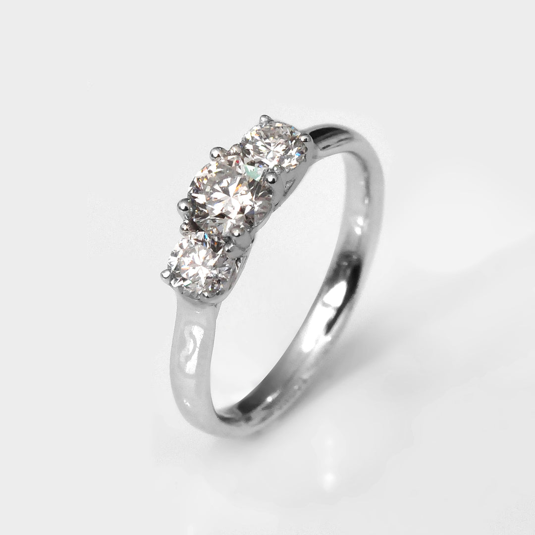 Classic White Diamonds Three Stones Engagement Ring