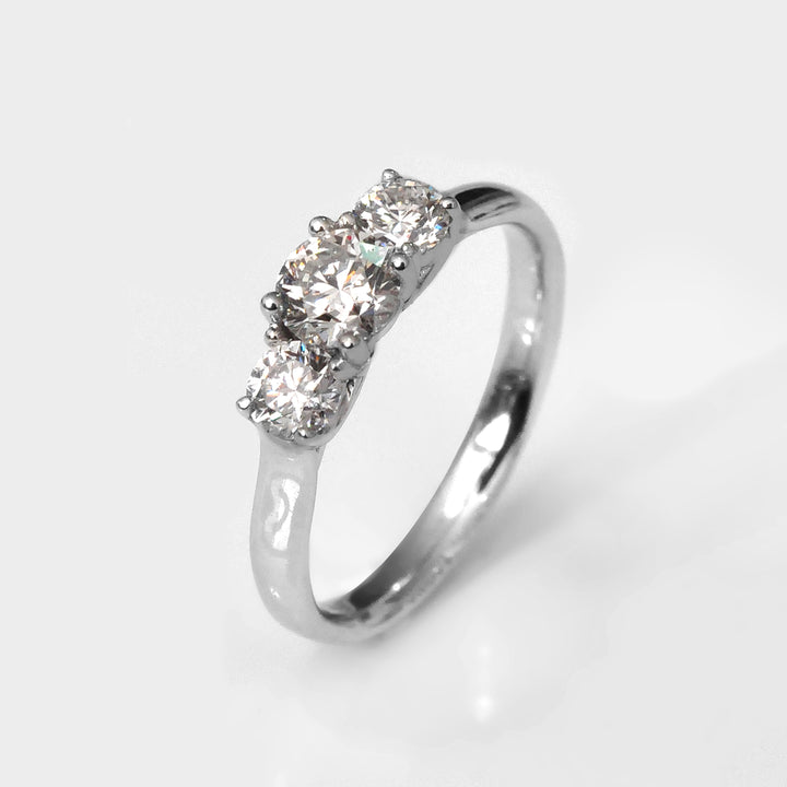 Classic White Diamonds Three Stones Engagement Ring