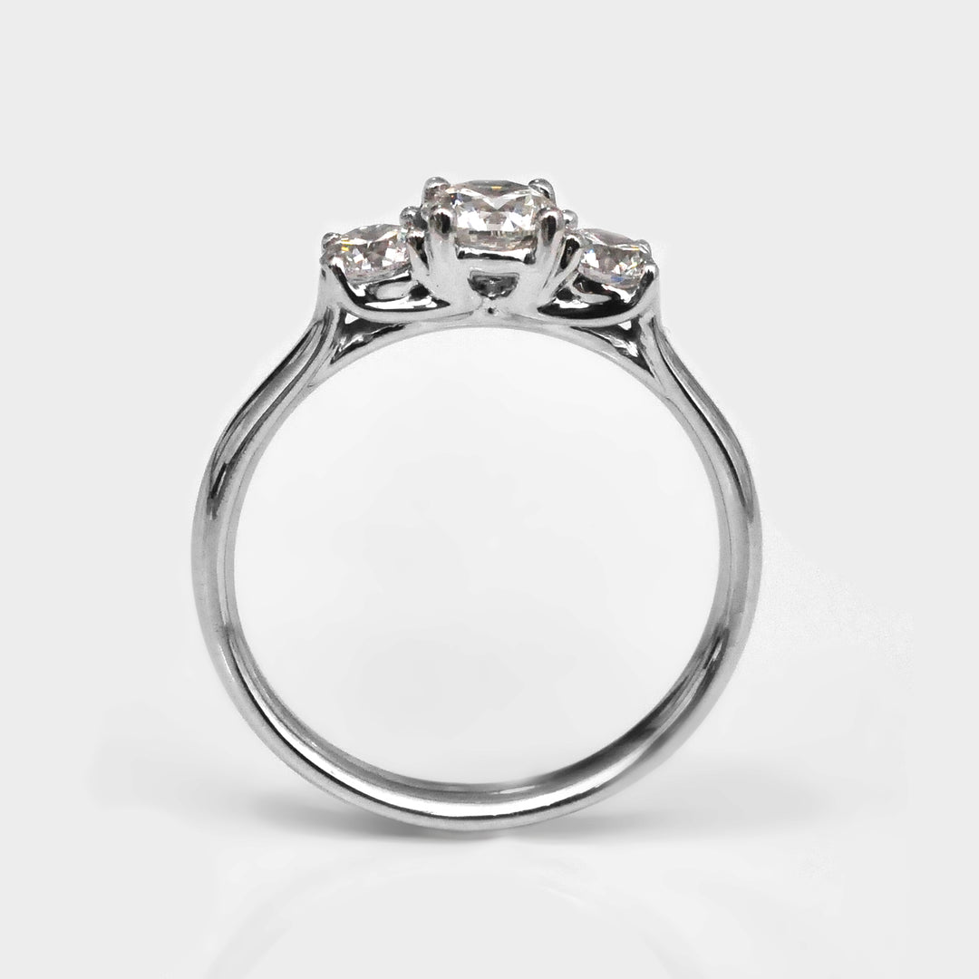 Classic White Diamonds Three Stones Engagement Ring