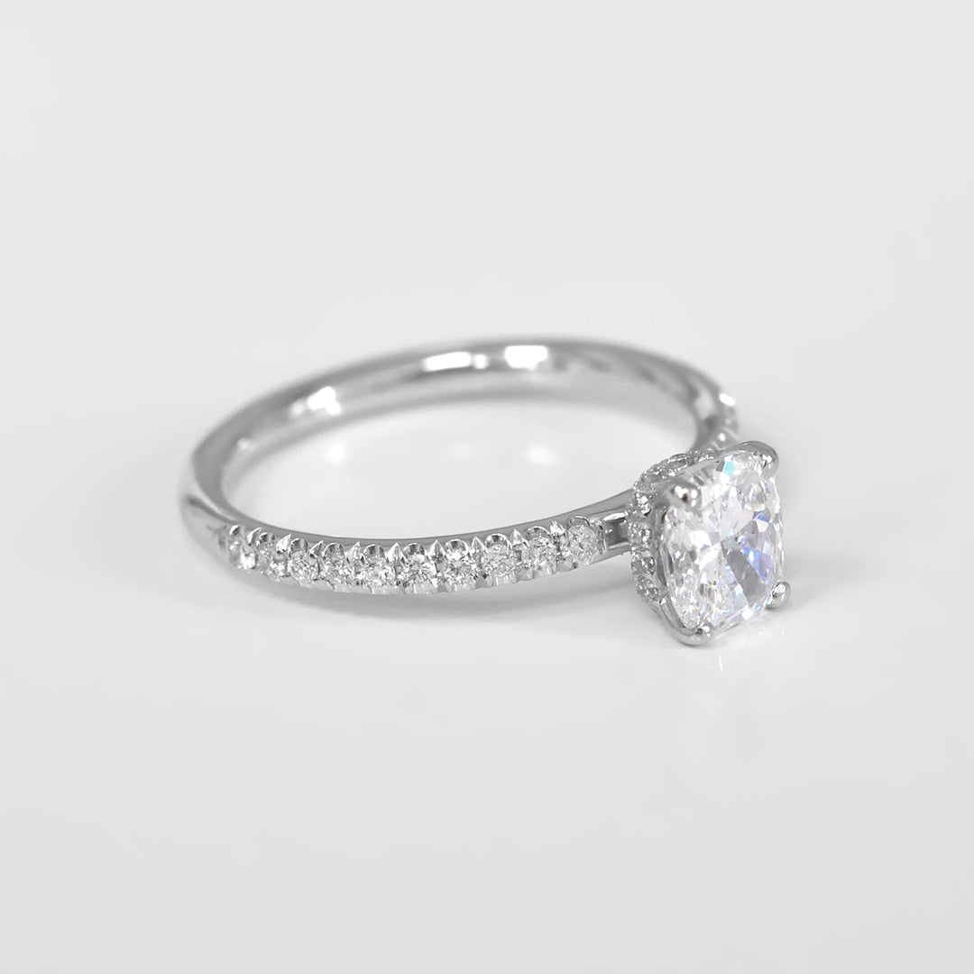 Cushion Engagement Ring and Side Diamonds