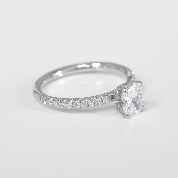 Cushion Engagement Ring and Side Diamonds
