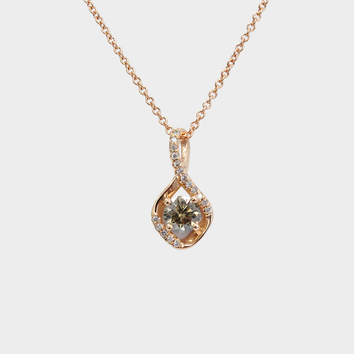 Fancy Round Shape Diamond Pendant in Rose Gold