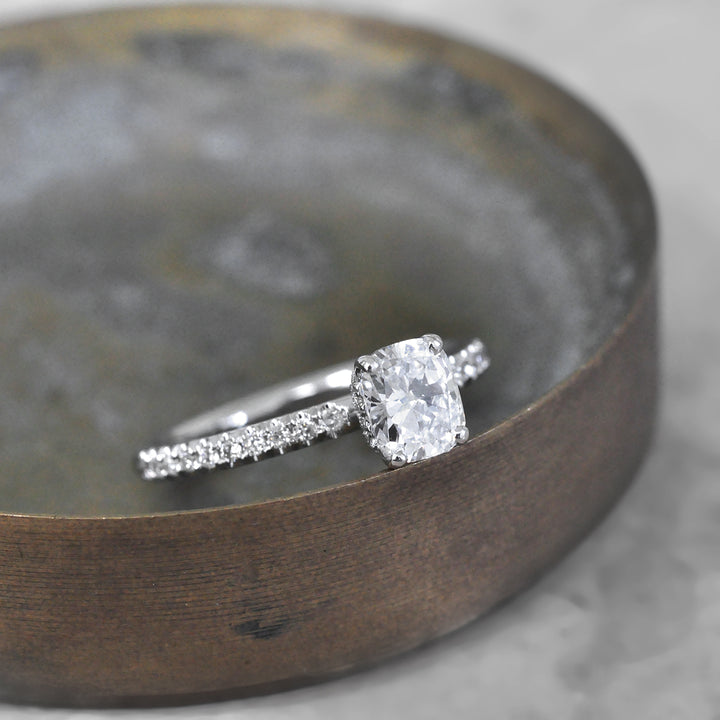 Cushion Engagement Ring and Side Diamonds