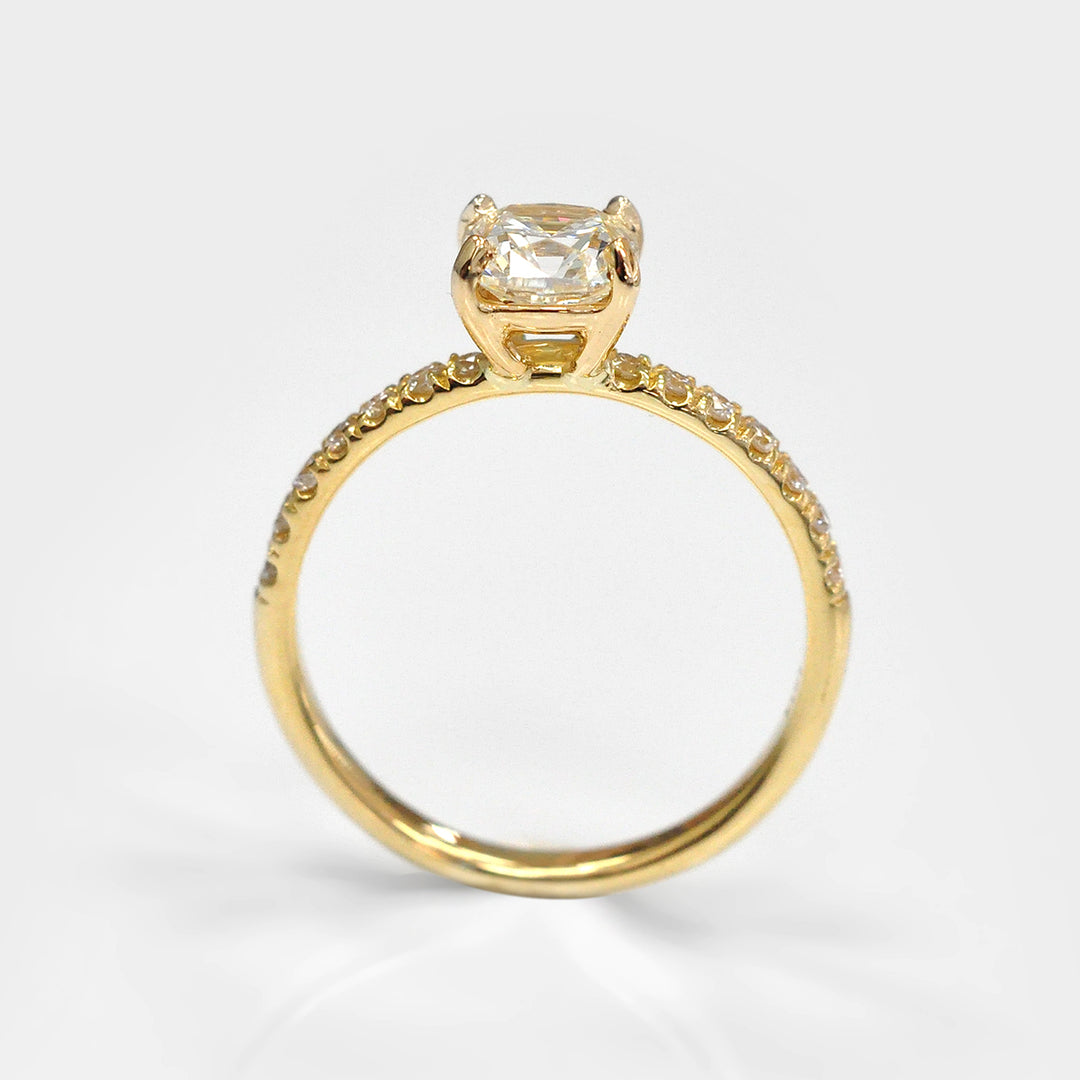 Cushion Diamond &amp; Side Diamonds Engagement Ring