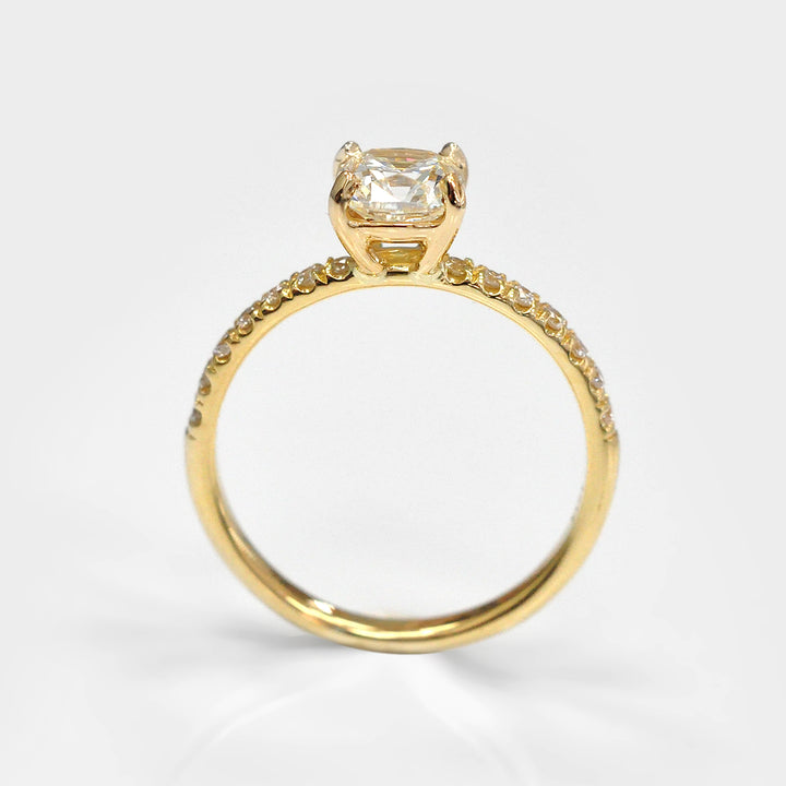 Cushion Diamond &amp; Side Diamonds Engagement Ring