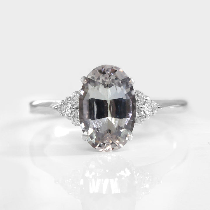 Grey Spinel and Side Diamonds Ring