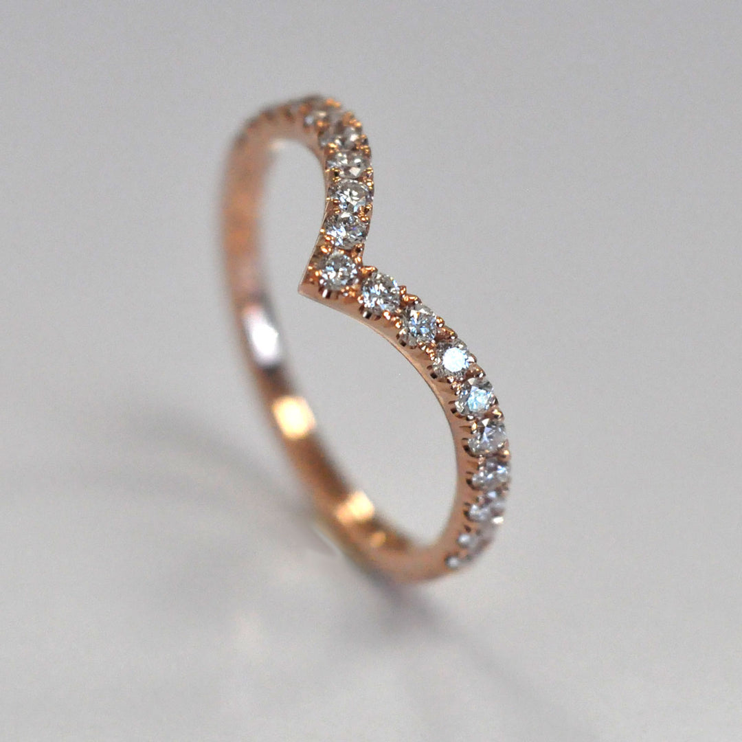 V shape Rose Gold natural diamonds ring