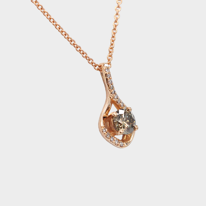 Fancy Round Shape Diamond Pendant in Rose Gold