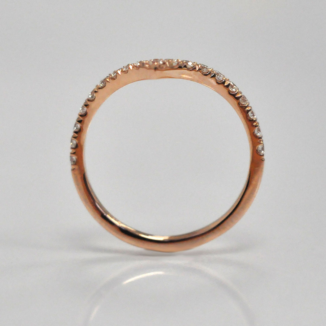 V shape Rose Gold natural diamonds ring