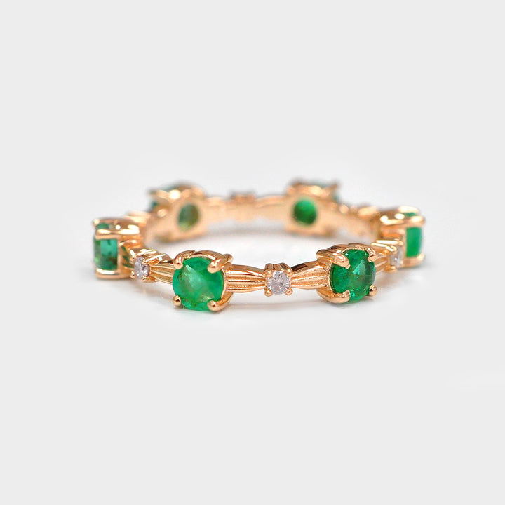 Eternity Round Emerald Ring and Diamonds