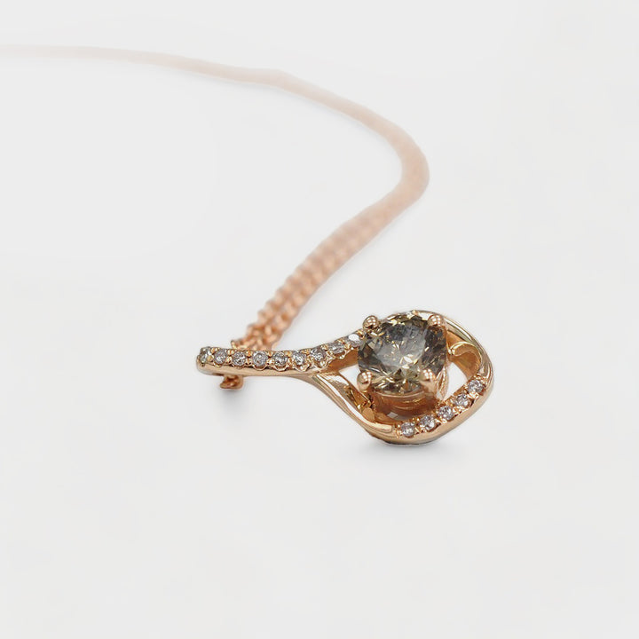 Fancy Round Shape Diamond Pendant in Rose Gold