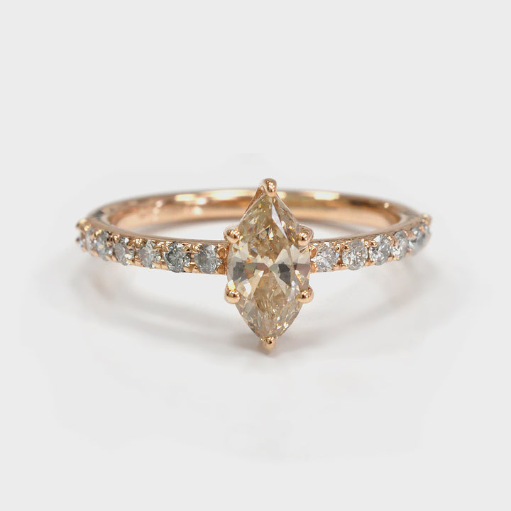 Light Brown Marquise Diamond Side diamonds Ring