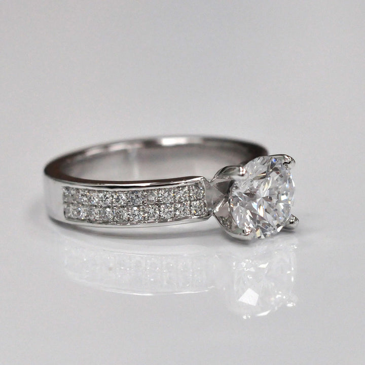 White gols 2 row pave Diamond Engagement Ring