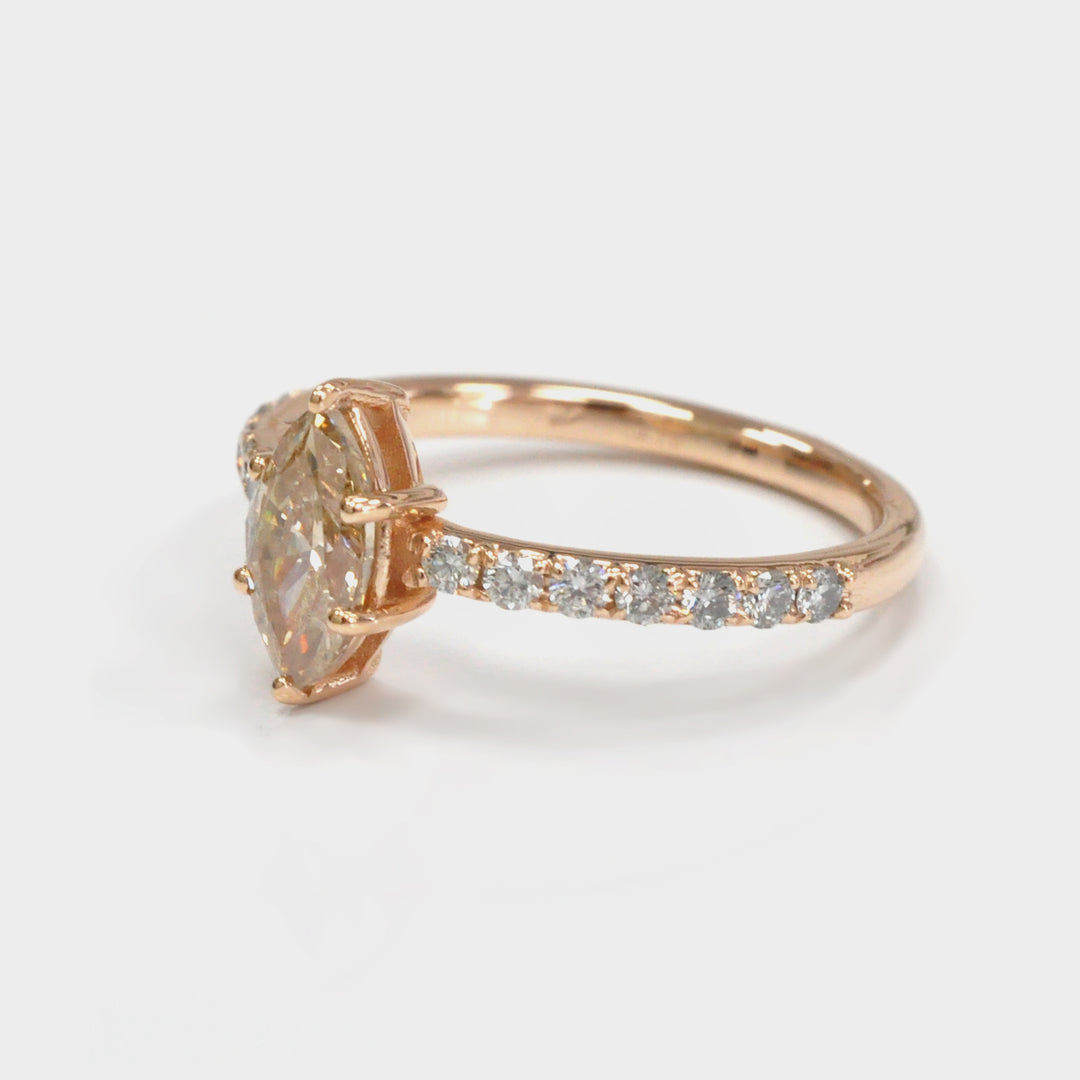 Light Brown Marquise Diamond Side diamonds Ring