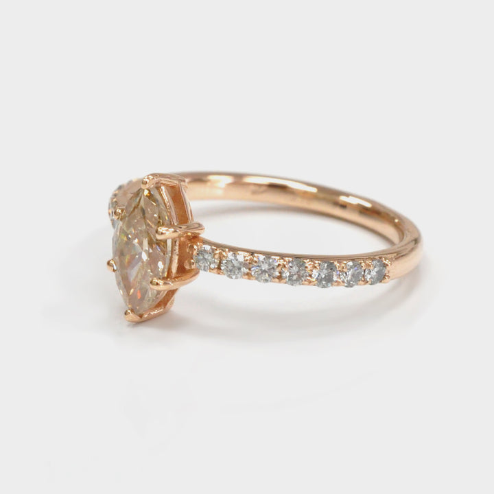 Light Brown Marquise Diamond Side diamonds Ring