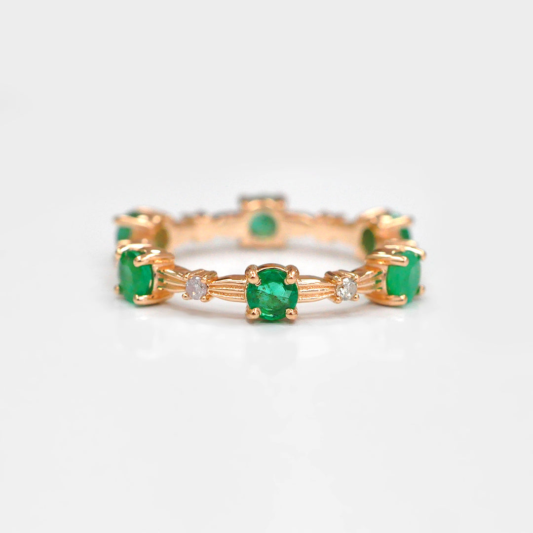 Eternity Round Emerald Ring and Diamonds