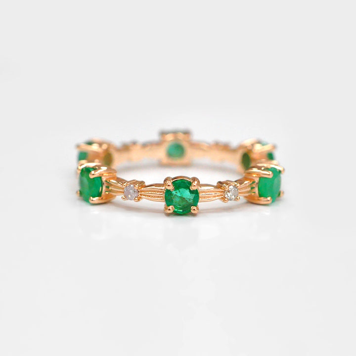 Eternity Round Emerald Ring and Diamonds