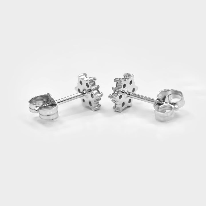 Blue Sapphire Stud Earrings and Side Diamonds