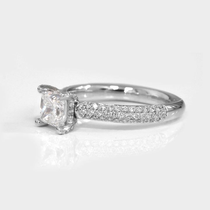 Princess Cut diamond &amp; Pave side Diamonds Ring