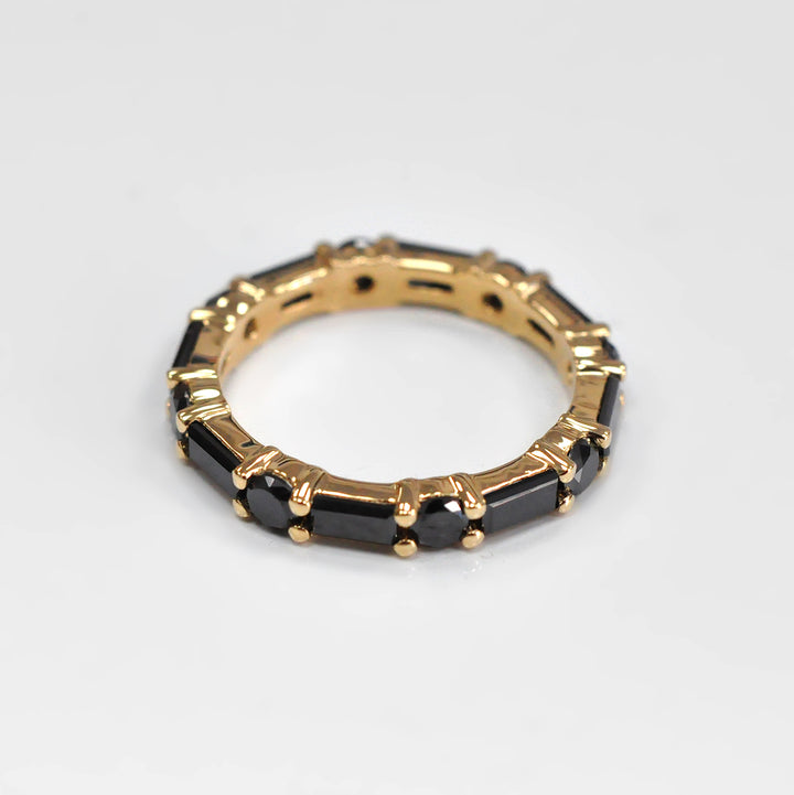 Black Diamonds Ring Baguette and Round Cut