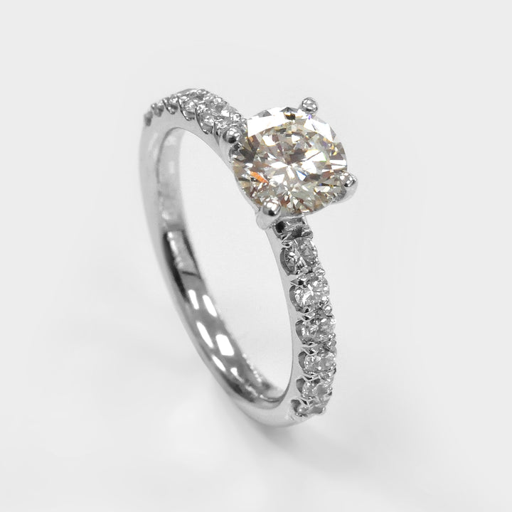 White Diamond Engagement Ring and Side Diamonds