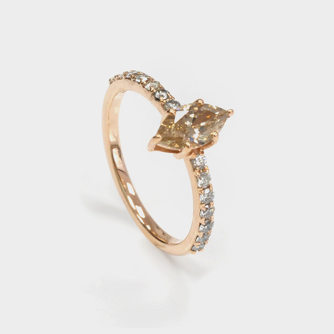 Light Brown Marquise Diamond Side diamonds Ring