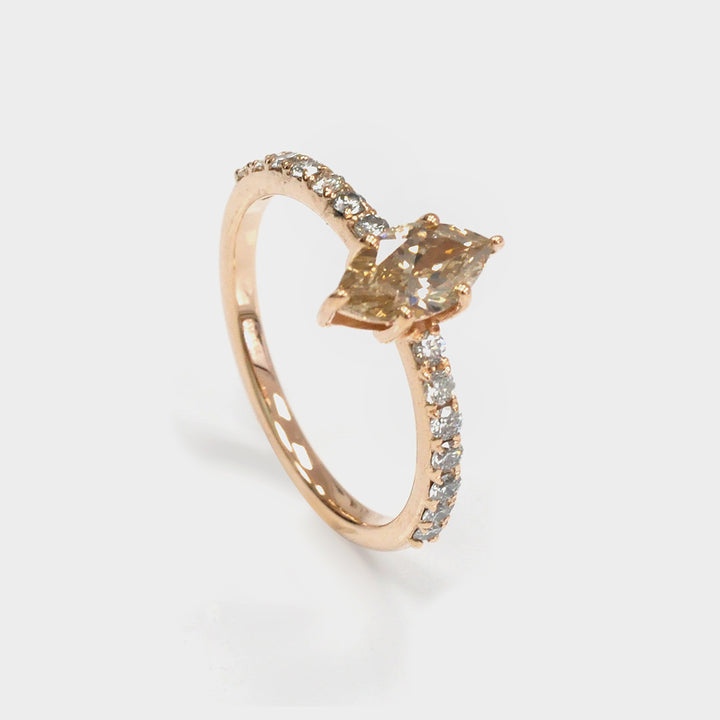Light Brown Marquise Diamond Side diamonds Ring