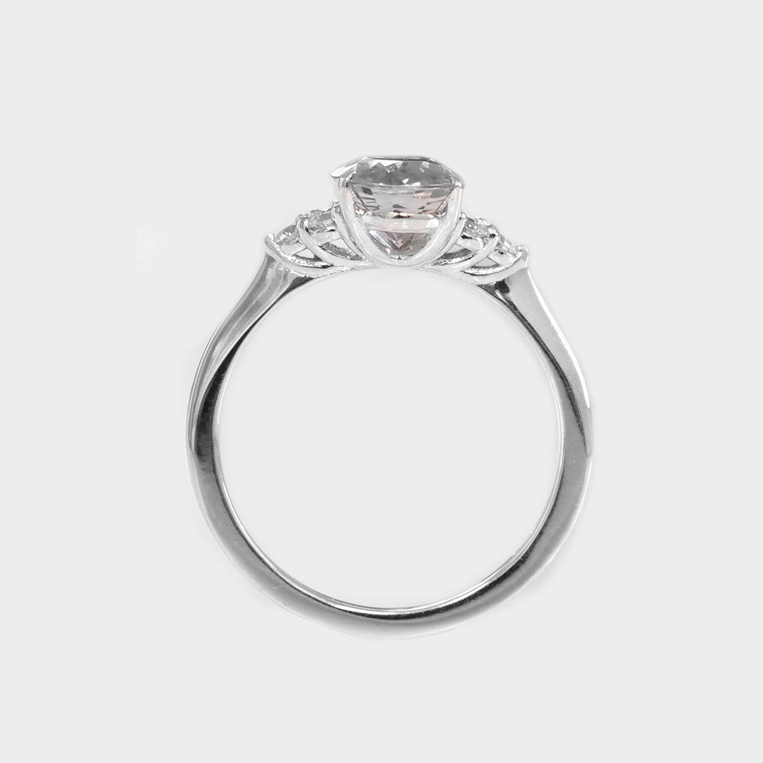 Grey Spinel and Side Diamonds Ring