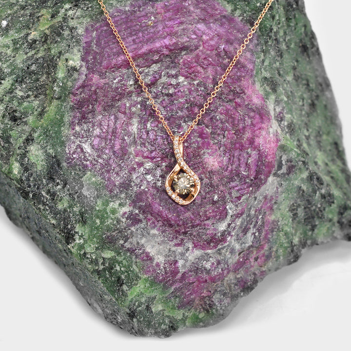 Fancy Round Shape Diamond Pendant in Rose Gold