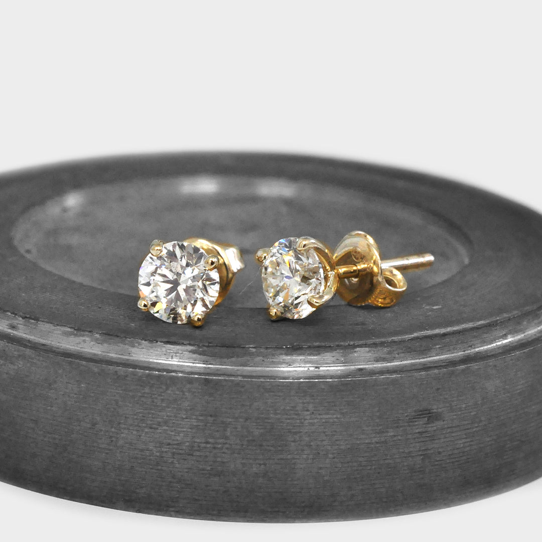 1.5 ct. tw. Yellow gold Diamonds Stud Earrings