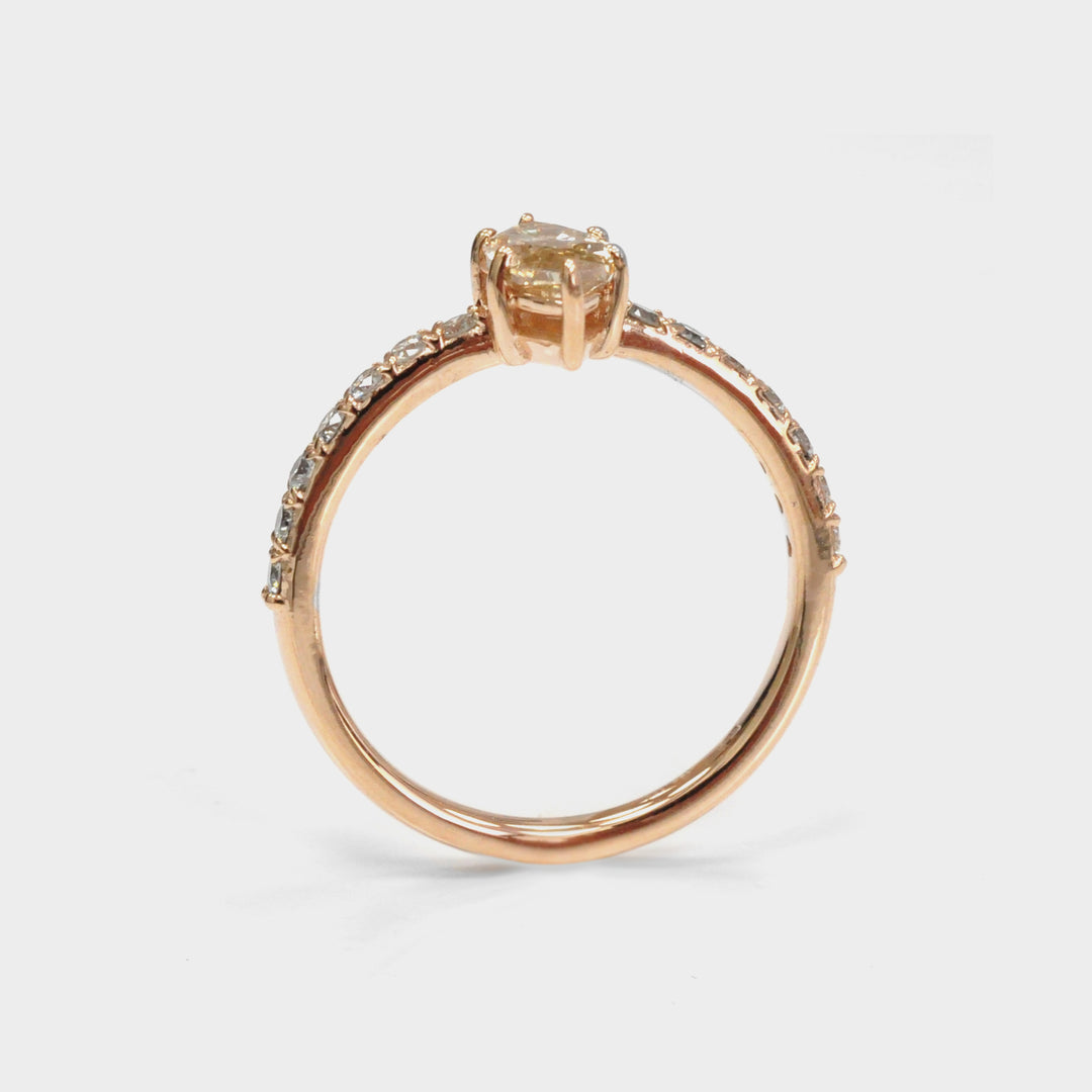 Light Brown Marquise Diamond Side diamonds Ring