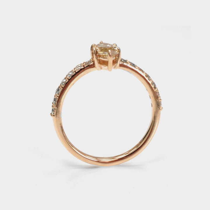 Light Brown Marquise Diamond Side diamonds Ring