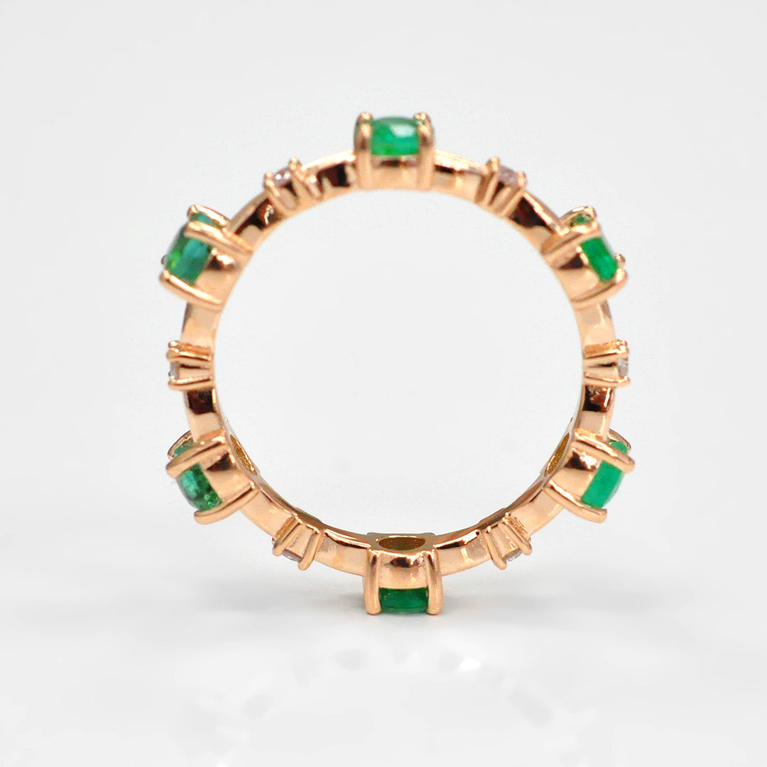 Eternity Round Emerald Ring and Diamonds