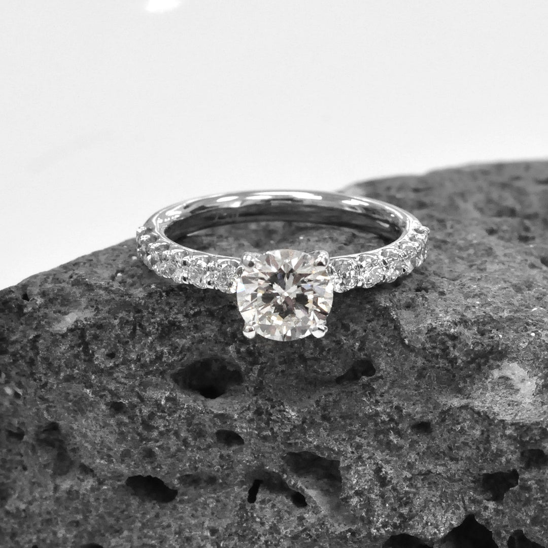 White Diamond Engagement Ring and Side Diamonds