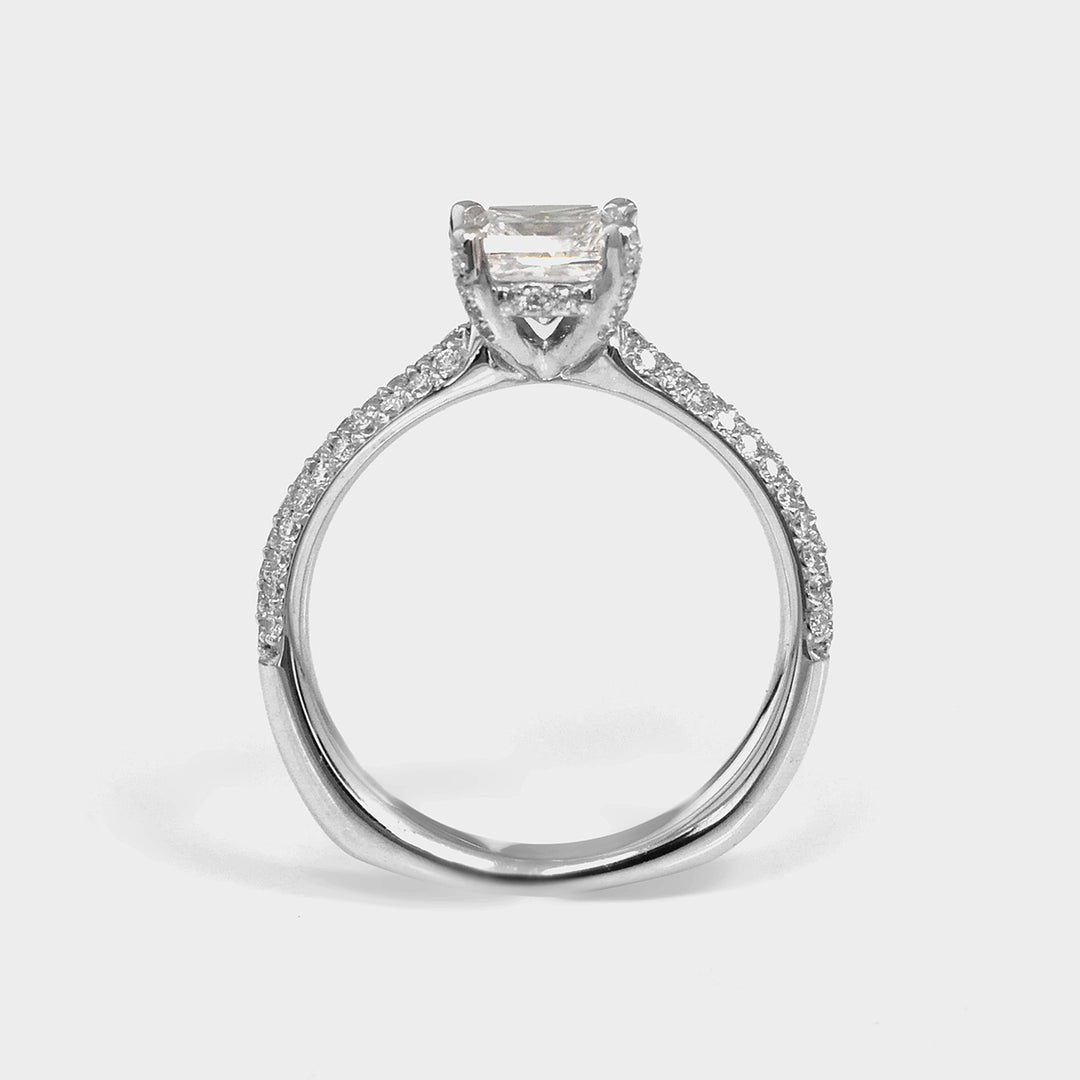 Princess Cut diamond &amp; Pave side Diamonds Ring
