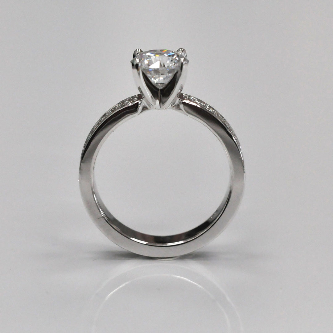 White gols 2 row pave Diamond Engagement Ring