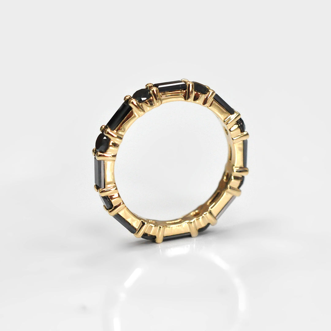 Black Diamonds Ring Baguette and Round Cut