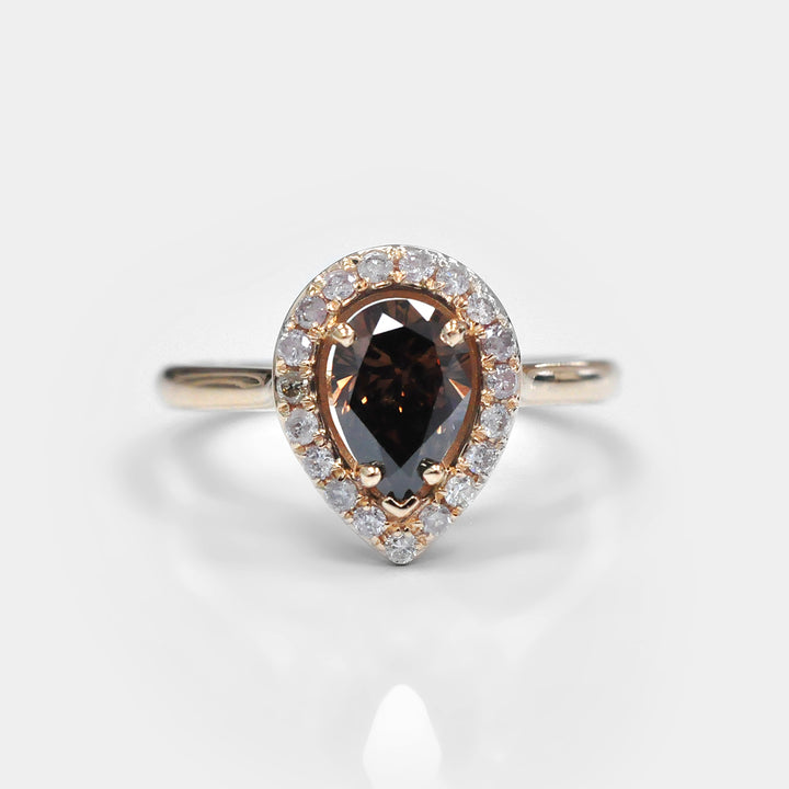Dark Brown Pear Shape Diamond Engagement Ring