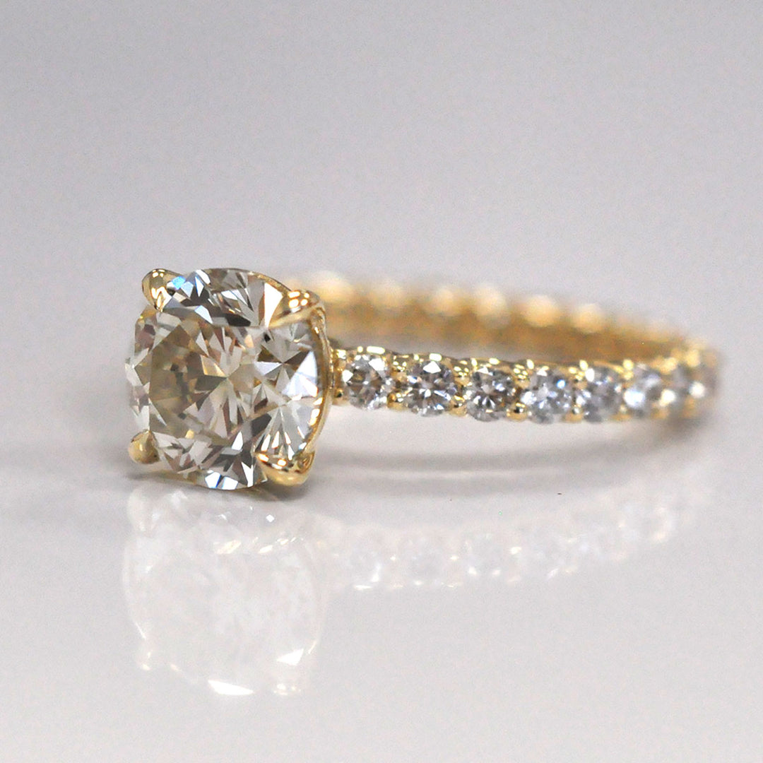 2 ct Round center Diamond on top of diamonds eternity ring