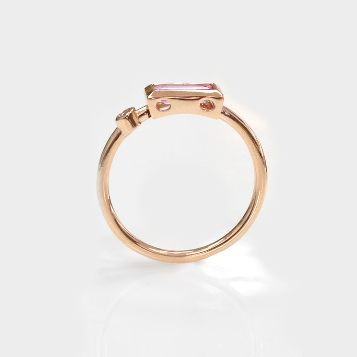 Pink Baguette Sapphire &amp; diamond ring