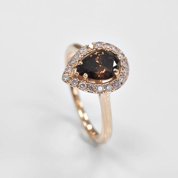 Dark Brown Pear Shape Diamond Engagement Ring