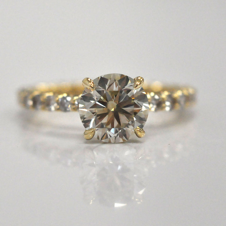 2 ct Round center Diamond on top of diamonds eternity ring