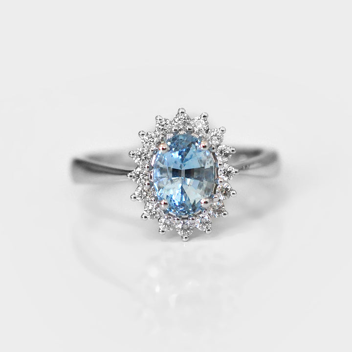 Aquamarine and Diamonds "Diana" Style Ring